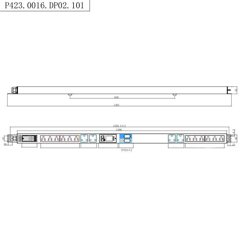 Soket Afrika Selatan 16 Outlet 1.5U Pemutus Litar Magnet Cecair TCP/IP Menegak Rak pintar PDU