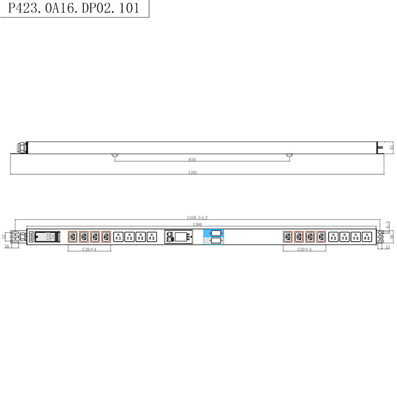 16 Cawangan IEC C13 C19 & Soket AS 1.5U Pemutus Litar Magnetik Cecair TCP/IP Menegak Rak pintar PDU