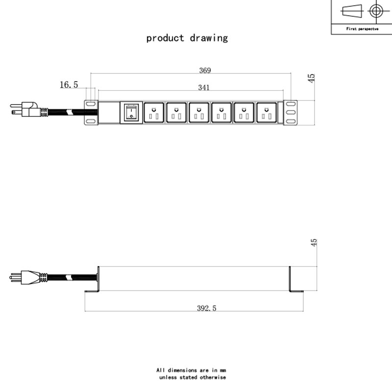 6 cara US Horizontal Switched Rack Pdu 1U